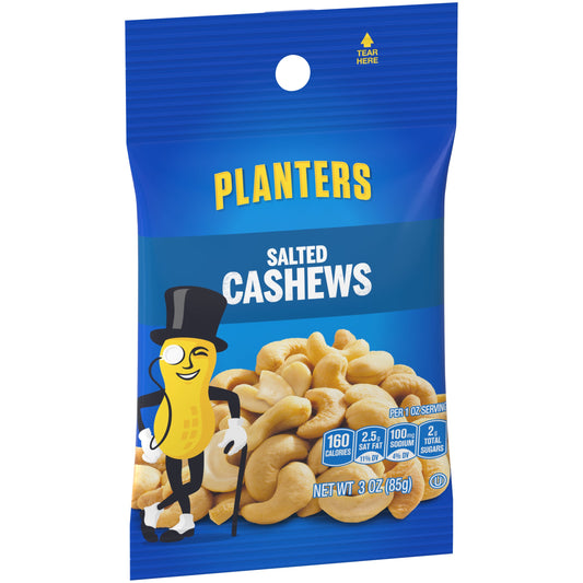 Planters Salted Cashews; 3 Ounces; 12 Per Case