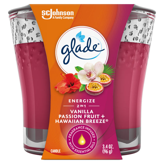 Glade 2-In-1 Candle Vanilla Passion Fruit & Hawaiian Breeze; 3.4 Ounces; 6 Per Case - High Mart Wholesale