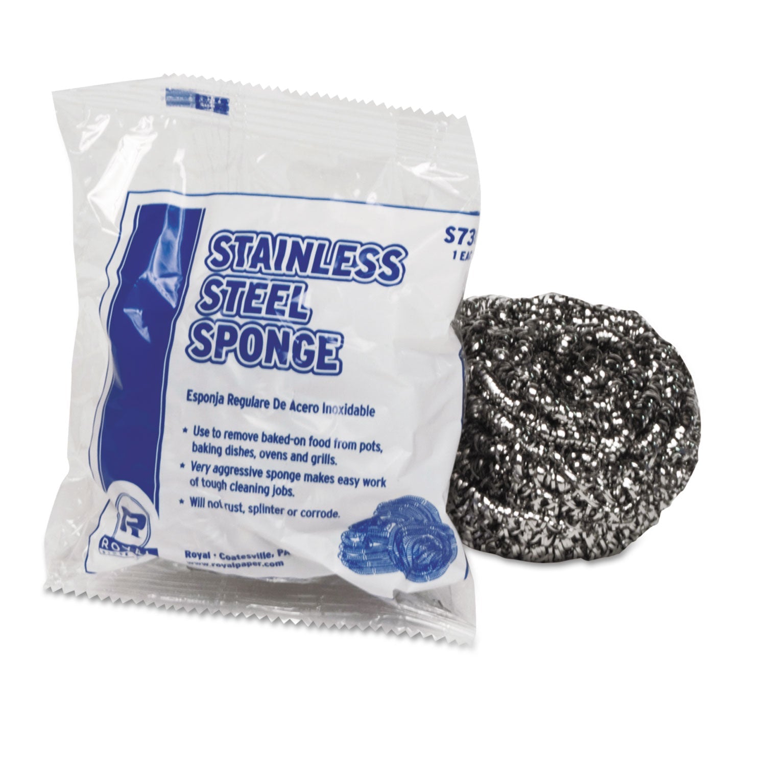 Royal Regular Stainless Steel Sponge; 12 Each; 12 Per Box; 12 Per Case - High Mart Wholesale