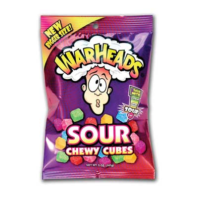 Warheads Cubes Peg Bag; 5 Ounces; 12 Per Case