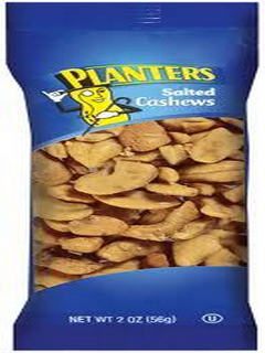 Planters Salted Cashew; 2 Ounces; 15 Per Box; 3 Per Case