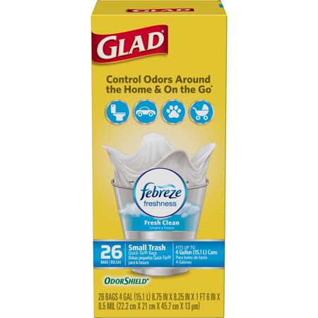 Glad Quick Tie Fresh Clean Odor Shield; 26 Count; 6 Per Case