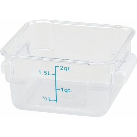 Winco Polycarbonate Container Square Storage Two Quart Clear; 12 Each; 1 Per Case - High Mart Wholesale