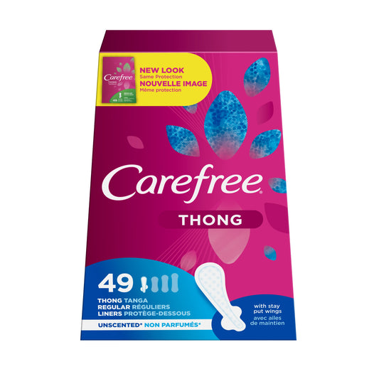 Carefree Panty Liners Thong Unscented; 49 Count; 12 Per Case