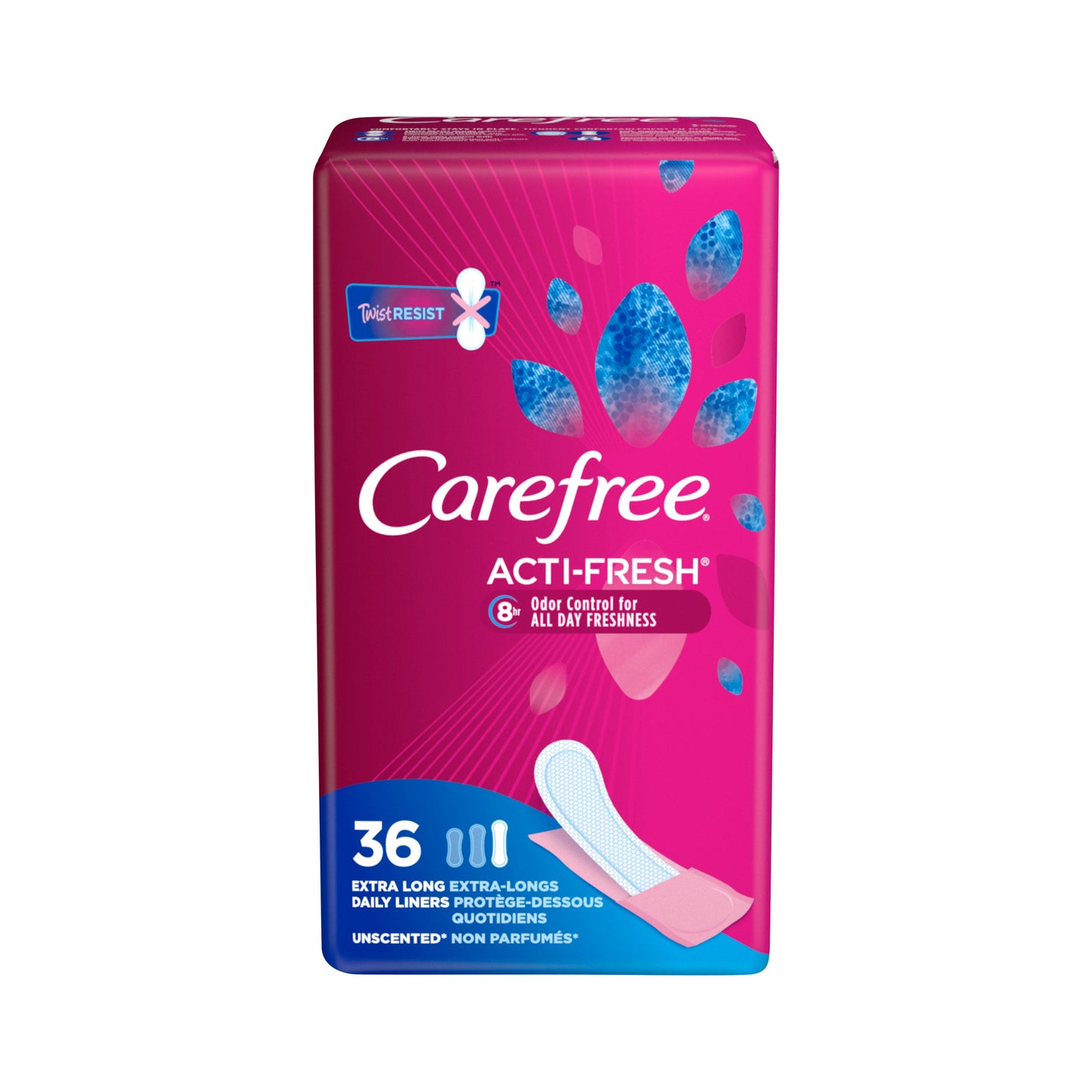 Carefree Pantiliner Extra Long Unscented; 36 Count; 8 Per Case