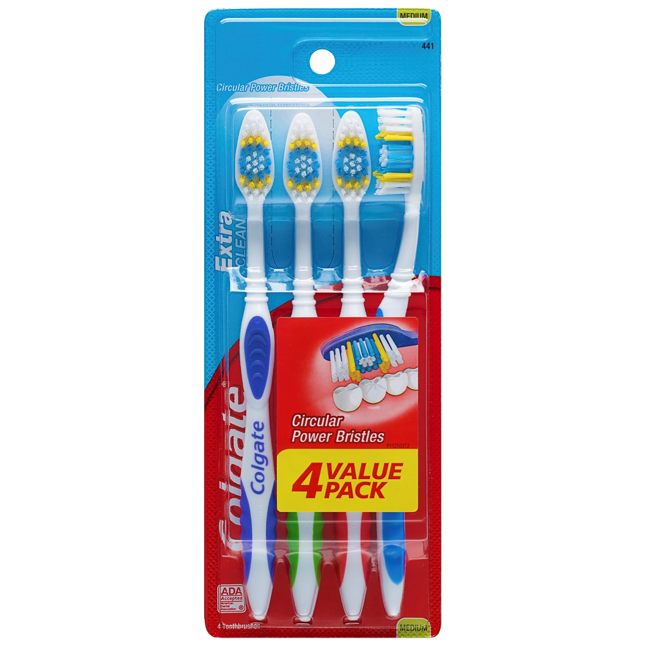 Colgate 4 Value Pack Extra Clean Full Head Medium Toothbrush; 4 Each; 6 Per Box; 3 Per Case