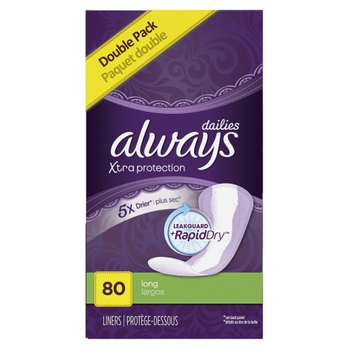 Always Xtra Protection Liners Not Applicable Non-Wing; 80 Count; 4 Per Case