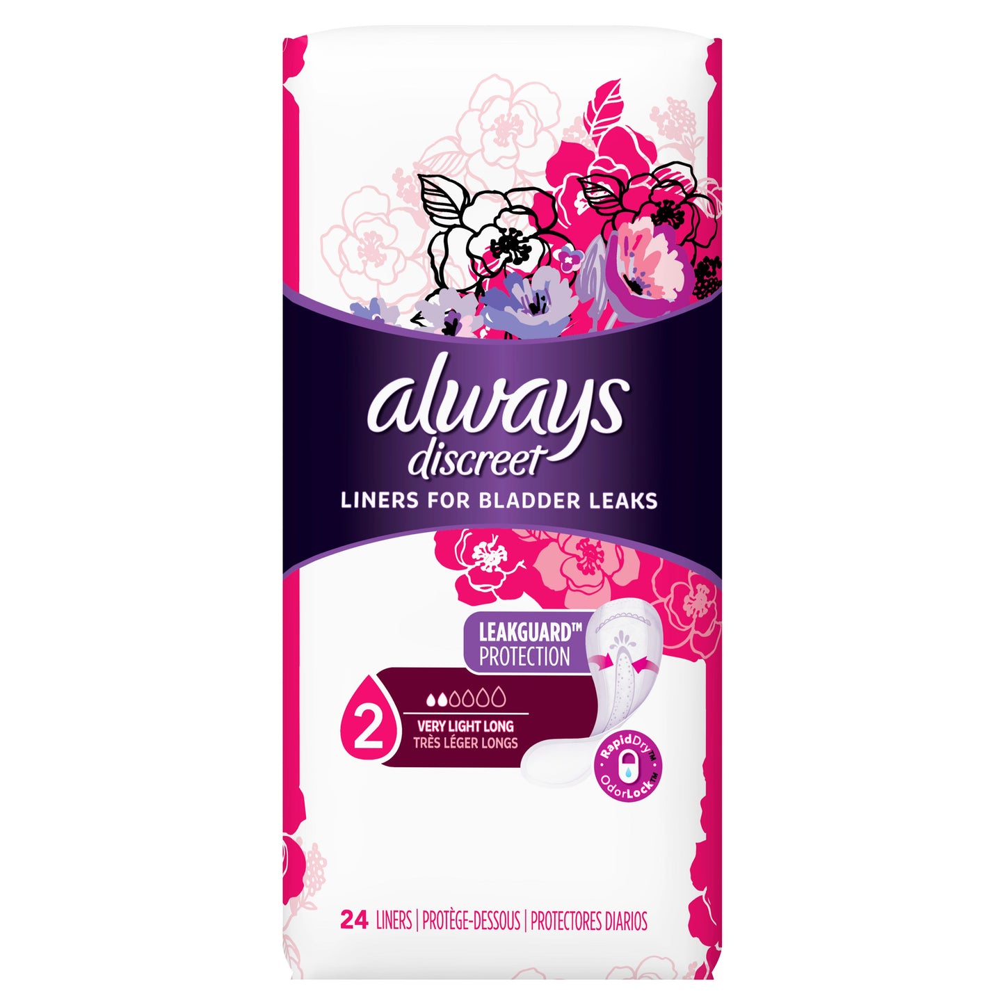 Always Discreet L2 Light Long; 24 Count; 3 Per Case