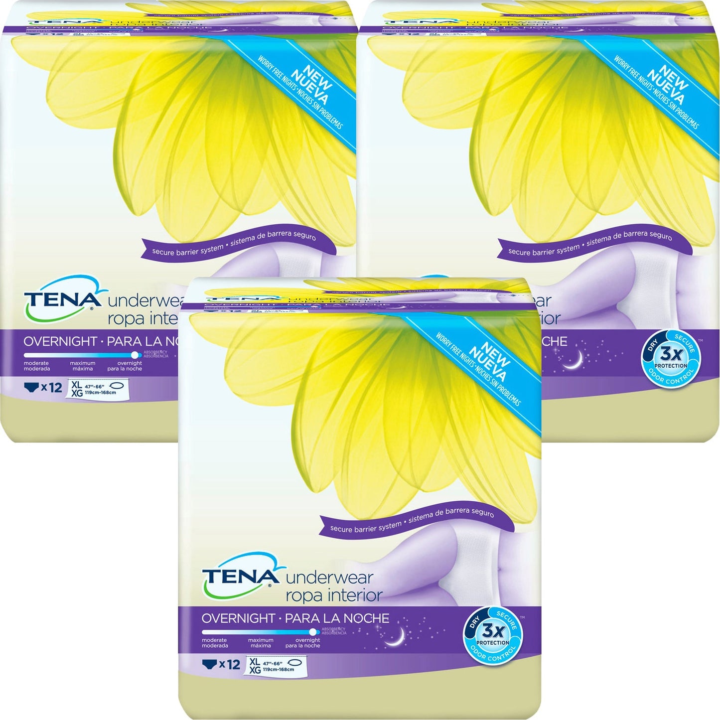 Johnson & Johnson Tena Overnight Extra Large Underwear; 12 Count; 4 Per Case - High Mart Wholesale