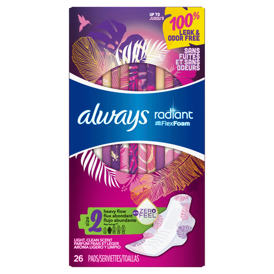 Always Pad Radiant Long Wing; 26 Count; 6 Per Case