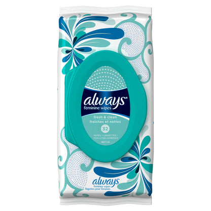 Always Feminine Wipes  Fresh and Clean Scent  32 Count