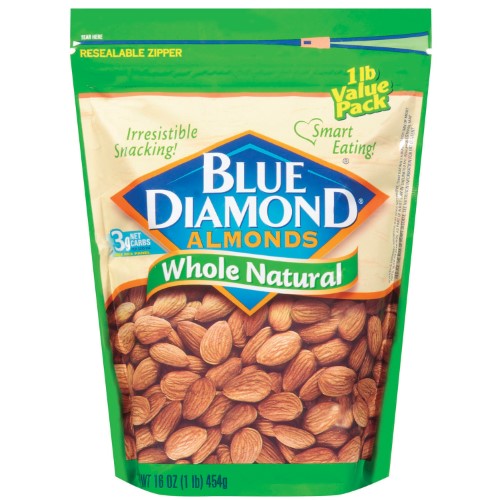 Blue Diamond Almonds Almonds Whole Natural 16 Ounces; 16 Ounces; 6 Per Case - High Mart Wholesale