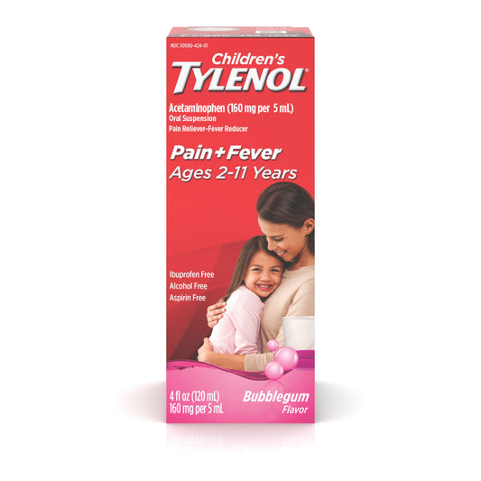 Tylenol Children's Suspension Bubblegum; 4 Fluid Ounces; 3 Per Box; 12 Per Case
