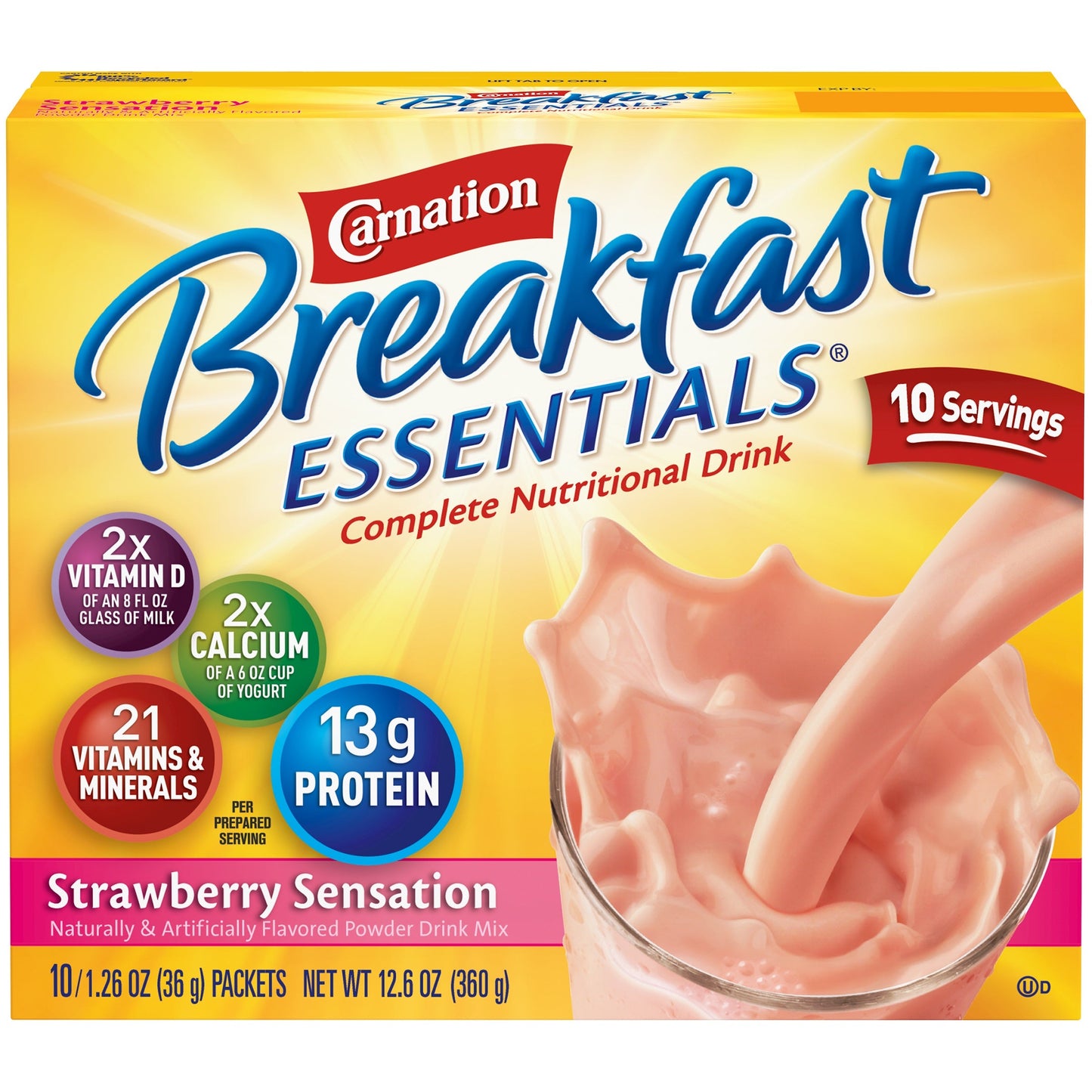 Carnation Nestle Strawberry Breakfast Essentials Drink Mix; 12.6 Ounce; 6 Per Case - High Mart Wholesale