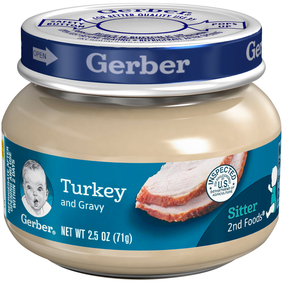 Gerber Mealtime For Baby Turkey And Gravy Puree Baby Food Jar; 2.5 Ounce; 10 Per Case