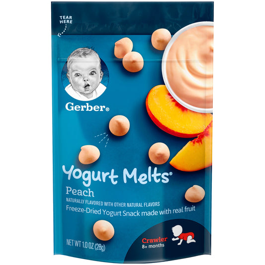 Gerber Graduates Peach Yogurt Melts Baby Snack Pouch; 1 Ounce; 7 Per Case