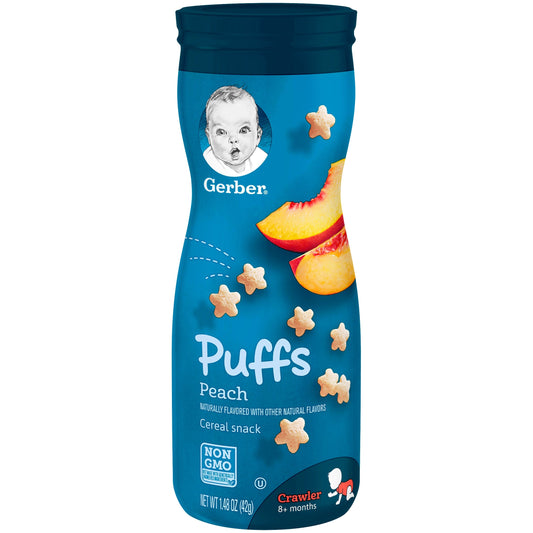 Gerber Graduates Non-Gmo Peach Puffs Cereal Baby Snack Canister; 1.48 Ounce; 6 Per Case