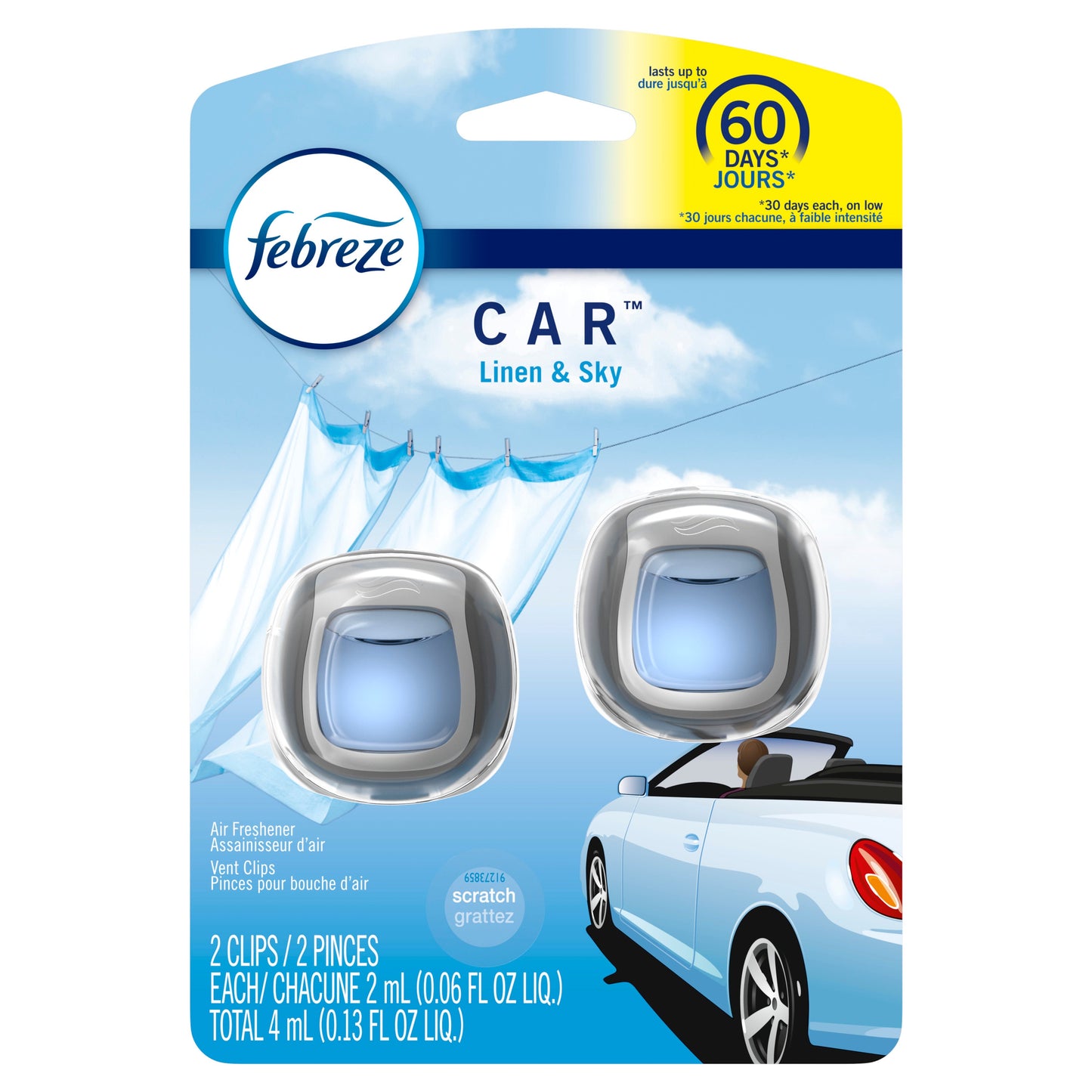 Febreze Car Vent Linen & Sky; 4 Milliliter; 8 Per Case