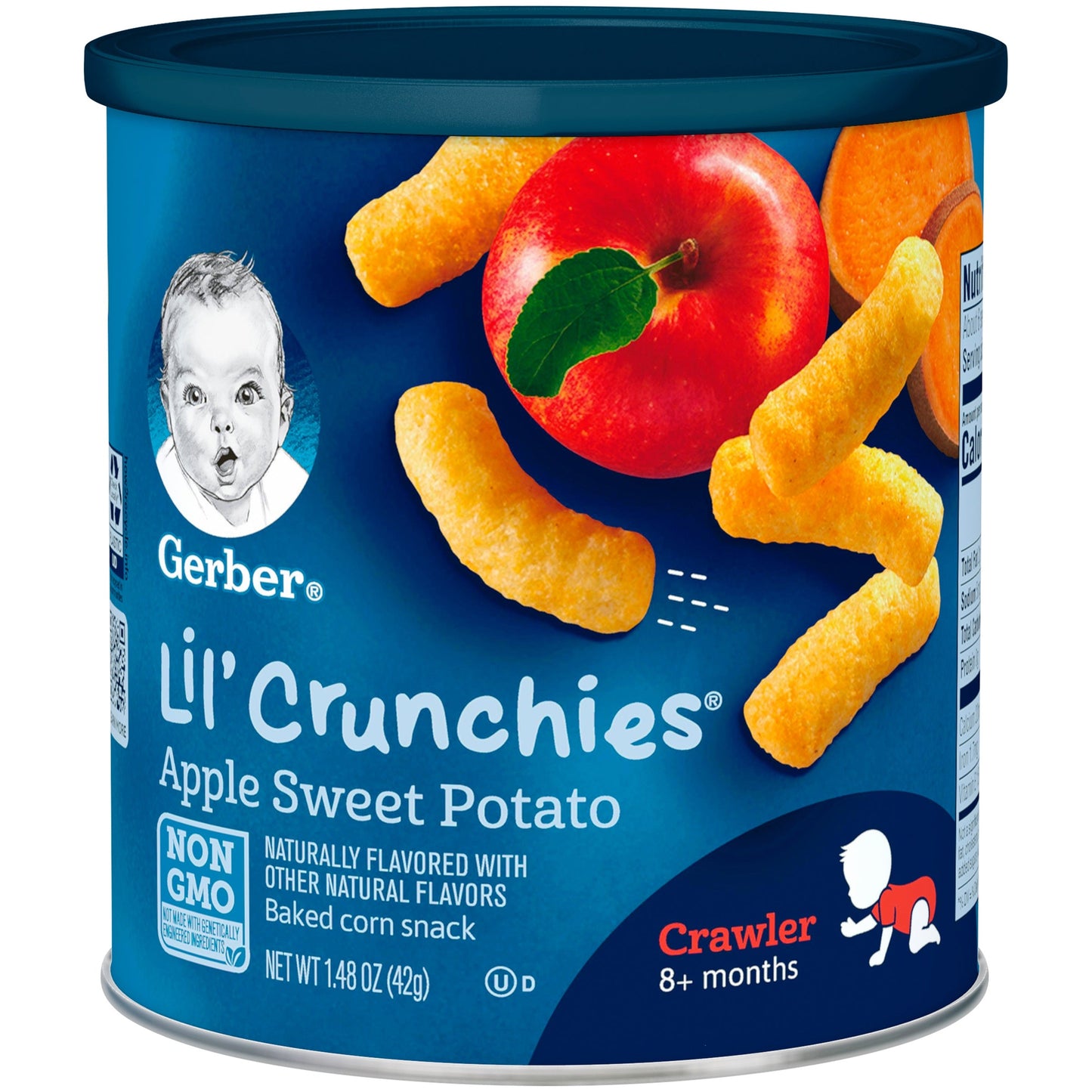 Gerber Non-Gmo Apple Sweet Potato Lil Crunchies Baby Snack Can With Whole Grains; 1.48 Ounce; 6 Per Case