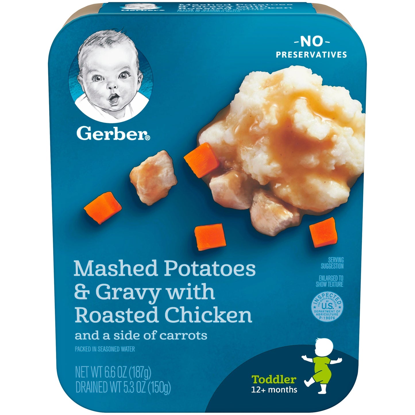 Gerber Mealtime For Toddler Mashed Potatoes & Gravy With Chicken Lil Entrees Toddler Food Tray; 6.6 Ounce; 8 Per Case