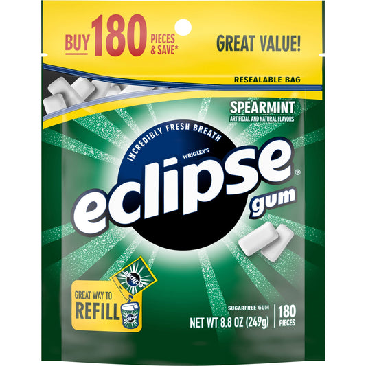 Eclipse Gum Spearmint Gusset Bag; 8.8 Ounces; 8 Per Case