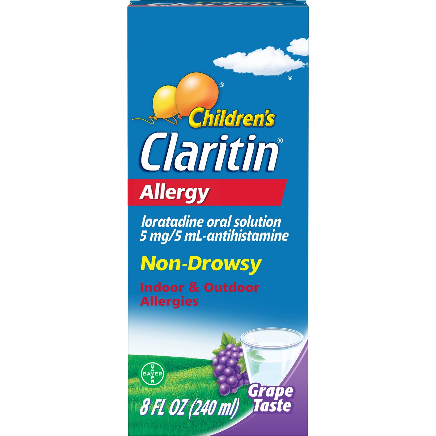 Claritin Children's Non-Drowsy Allergy Relief Syrup Grape Flavored; 8 Fluid Ounce; 3 Per Box; 4 Per Case