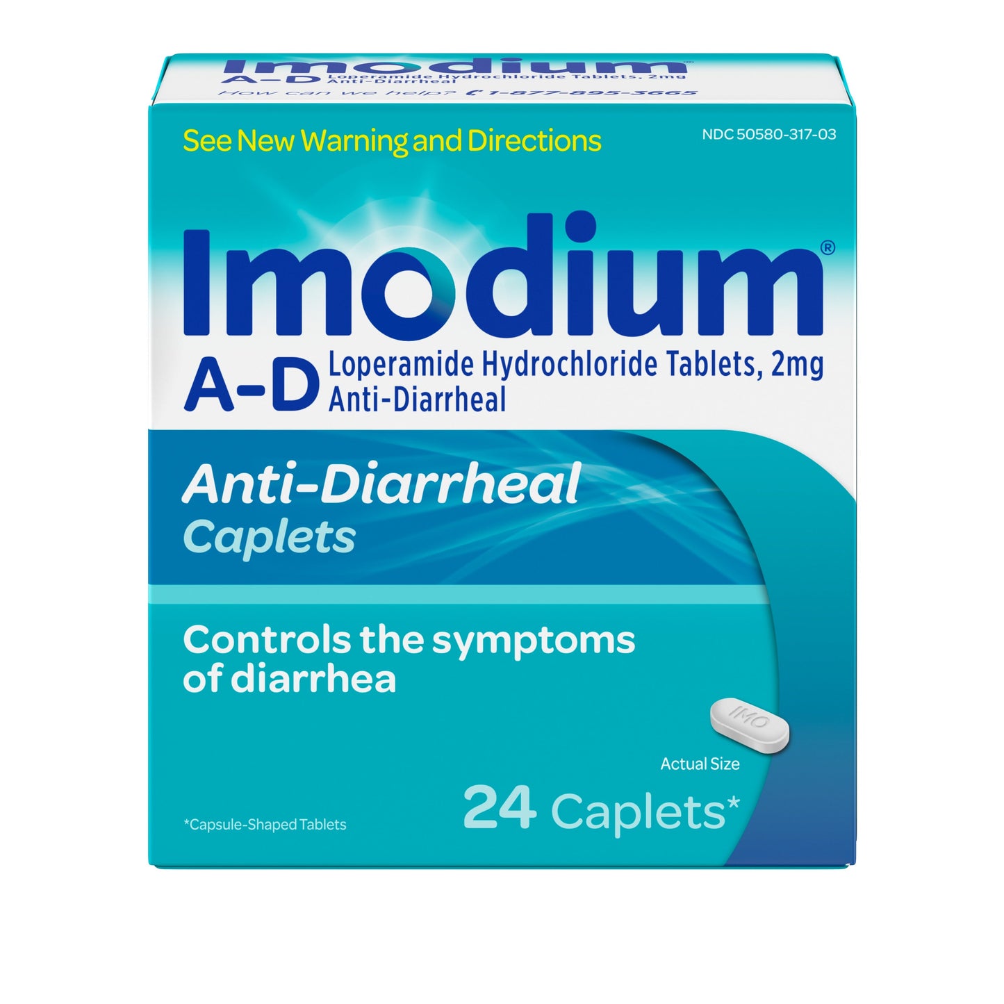 Imodium A-D Caplets; 24 Count; 6 Per Box; 4 Per Case