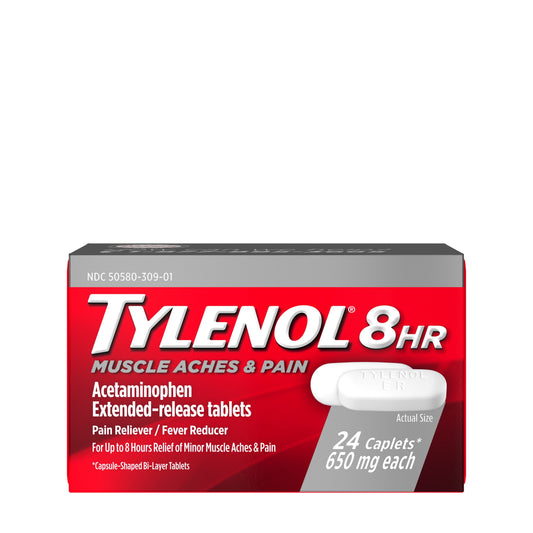 Tylenol 8 Hour Caplets; 24 Count; 6 Per Box; 12 Per Case