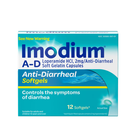 Imodium Softgels; 12 Count; 6 Per Box; 8 Per Case