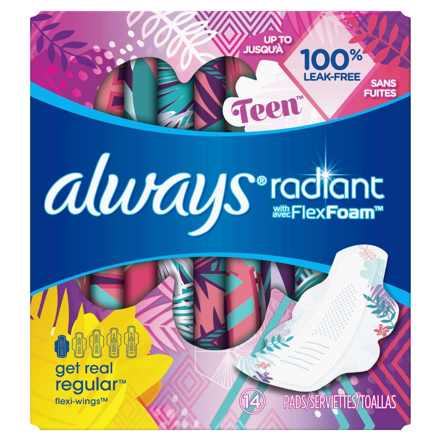 Always Radiant Infinity Teen Regular With Wings; 14 Count; 12 Per Case