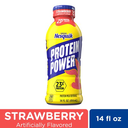 Nesquik Protein Power Ready To Drink Strawberry Aseptic Milk; 14 Fluid Ounces; 12 Per Case