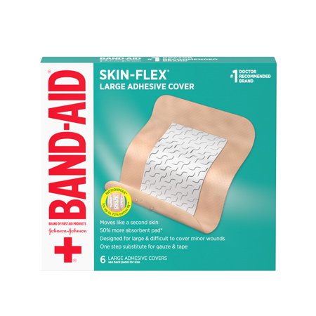 Band Aid Skin Flex Large Cover; 6 Count; 3 Per Box; 4 Per Case - High Mart Wholesale