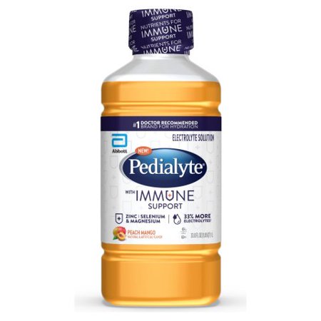 Pedialyte Immune Support Peach Mango Flavored Electrolyte Solution; 33.8 Fluid Ounce; 4 Per Case - High Mart Wholesale