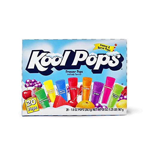Kool Pops Assorted Freezer Pops - Watermelon; Tropical; Berry; Cherry; Orange; Grape; Strawberry; & Lemon Lime; 20 Count; 16 Per Case - High Mart Wholesale
