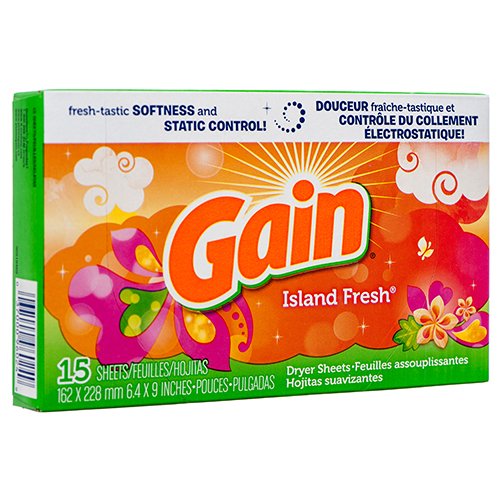 Gain Dryer Sheets Island Fresh; 15 Count; 15 Per Case