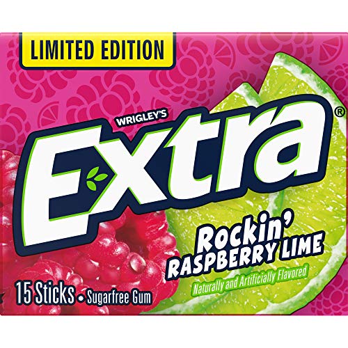 Extra Raspberry Lime Gum Slim Pack; 15 Piece; 10 Per Box; 12 Per Case