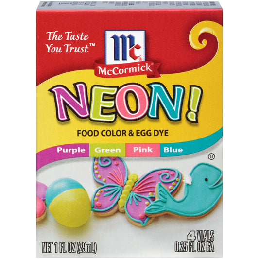 Mccormick Food Colors Neon Assorted; 1 Fluid Ounce; 12 Per Box; 12 Per Case - High Mart Wholesale