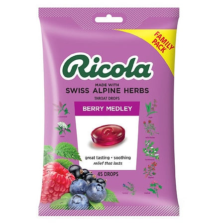 Ricola Berry Medley Cough Drop Bags; 45 Count; 6 Per Box; 6 Per Case