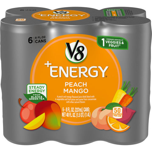 V8 Energy Peach Mango; 48 Fluid Ounces; 4 Per Case - High Mart Wholesale