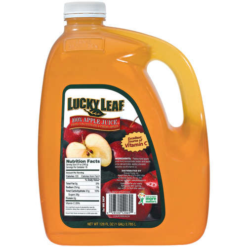 Lucky Leaf Juice Apple Plastic; 128 Fluid Ounces; 4 Per Case