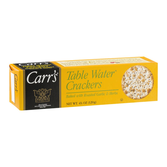 Carrs Table Water Crackers Roasted Garlic & Herb Crackers; 4.25 Ounces; 12 Per Case - High Mart Wholesale