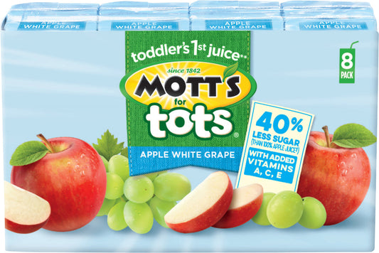 Mott's Juice Mott's For Tots Apple White Grape; 6.75 Ounce; 8 Per Box; 4 Per Case