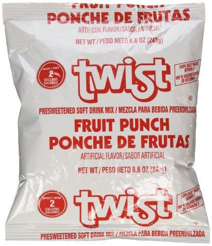 Twist Fruit Punch Soft Drink Mix; 8.6 Ounce; 12 Per Case - High Mart Wholesale