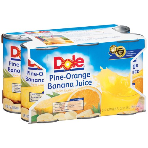 Dole Juice Pineapple Orange Banana Unsweetened; 36 Ounces; 8 Per Case