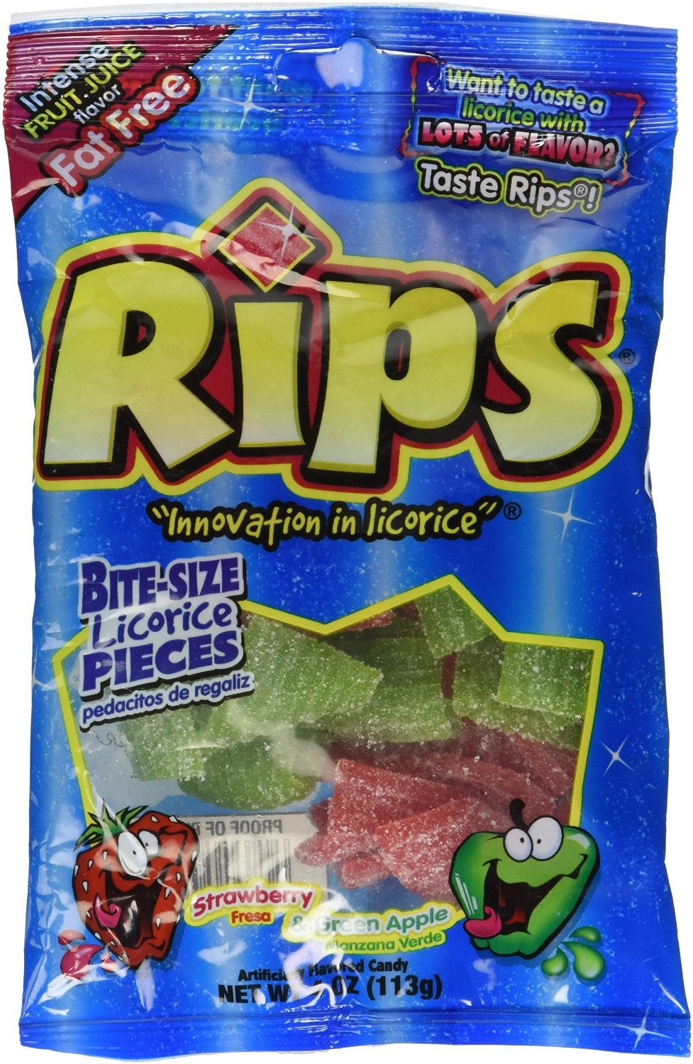 Rips Bite Size Strawberry & Green Apple Peg Bag; 4 Ounces; 12 Per Case - High Mart Wholesale