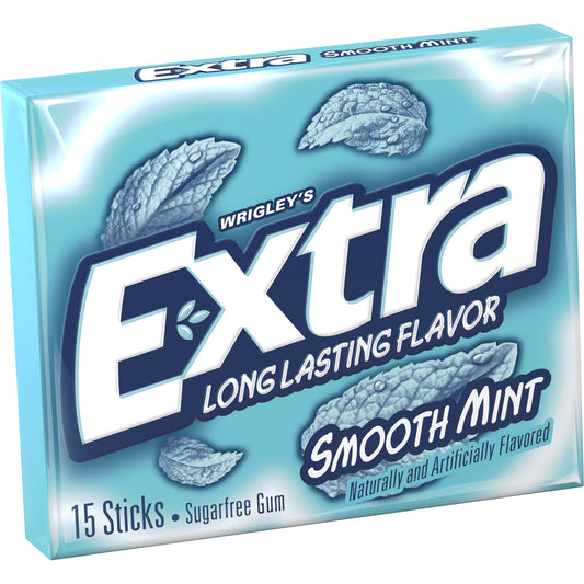 Extra Single Serve Smooth Mint Gum; 15 Piece; 10 Per Box; 12 Per Case