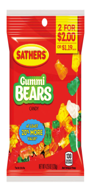 Sathers Gummi Bears $2.00 Pre-Priced; 4.25 Ounces; 12 Per Case - High Mart Wholesale