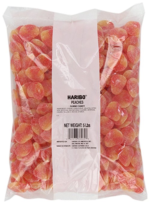 Haribo Confectionery Peaches Bulk Gummi Candy; 5 Pound; 6 Per Case - High Mart Wholesale