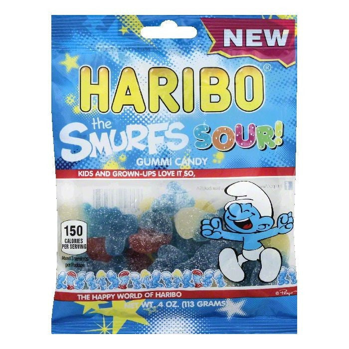 Haribo Confectionery Sour Smurfs Gummi Candy; 4 Ounce; 12 Per Case - High Mart Wholesale