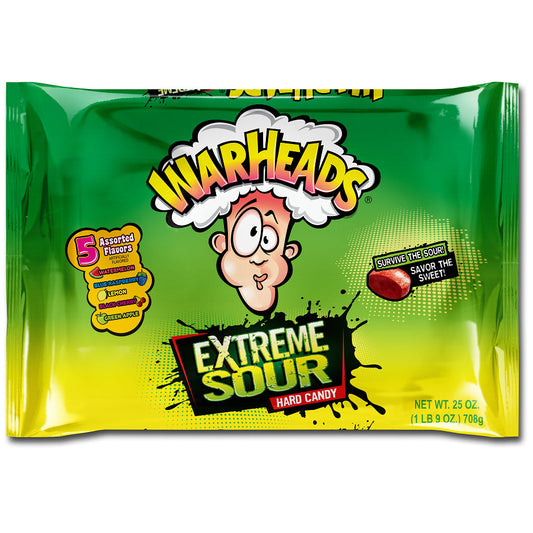 Warheads Extreme Sour Hard Candy Laydown Bag; 25 Ounces; 12 Per Case